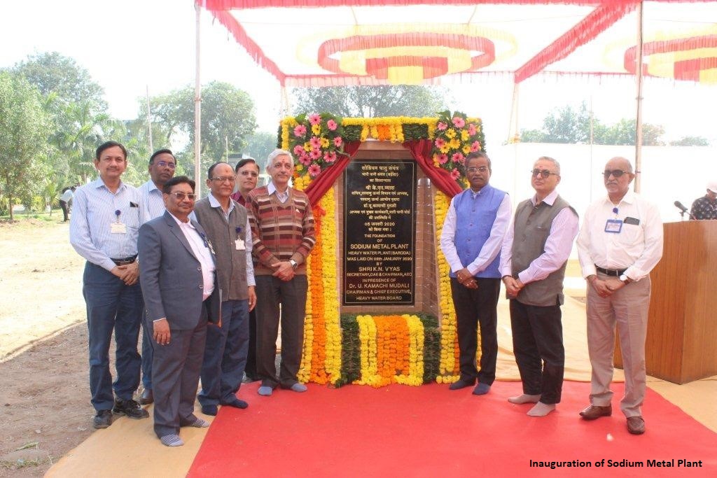 Laying of foundation stone for Nuclear Grade Sodium Metal Plant and inauguration of Sodium Purification Facility by Shri K. N. Vyas, Secretary, DAE & Chairman, Atomic Energy Commission at Heavy Water Plant (Baroda) on 05.01.2020
