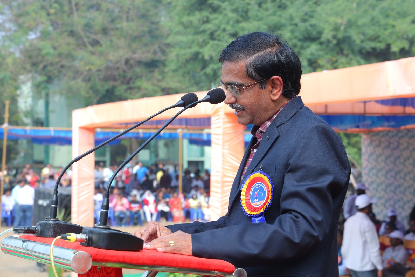 Opening Ceremony of Badminton Event of XXXIX Annual DAE Sports&Cultural Meet held at HWP,Manuguru on 10th February 2025 by Shri D.K. Shukla,Chairman,AERB & Chief Guest in the presence of Shri S. Satyakumar,Chief Executive and Shri Mudit Srivastava,IFA,HWB