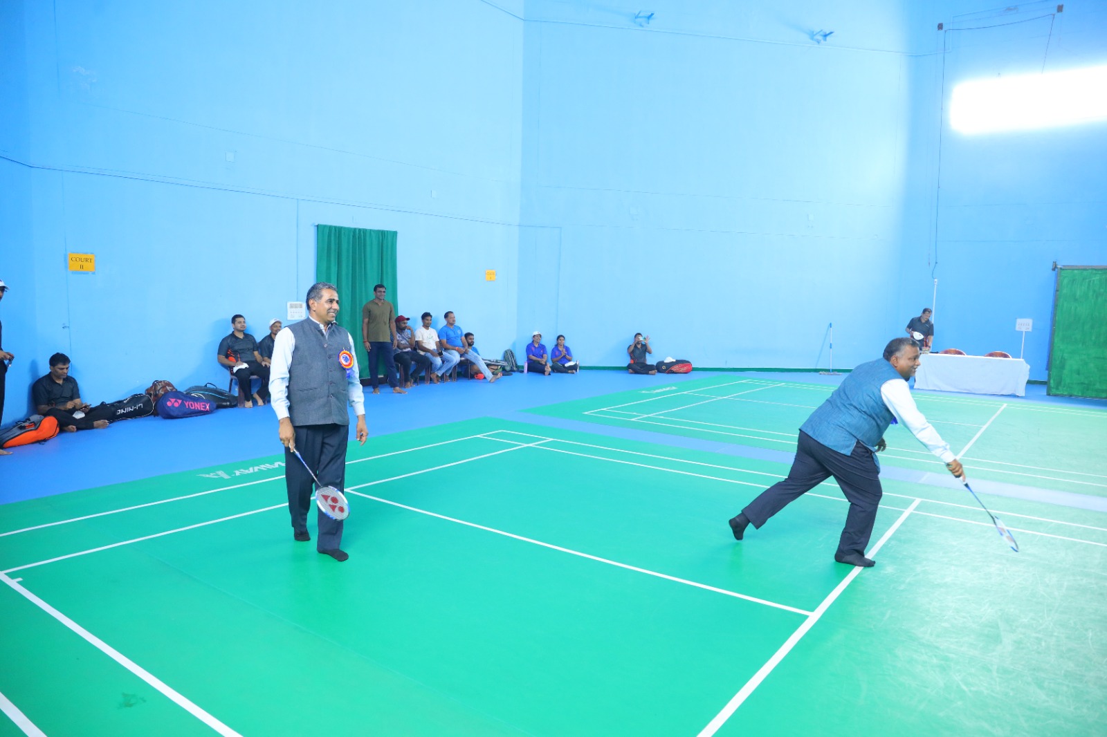 Opening Ceremony of Badminton Event of XXXIX Annual DAE Sports&Cultural Meet held at HWP,Manuguru on 10th February 2025 by Shri D.K. Shukla,Chairman,AERB & Chief Guest in the presence of Shri S. Satyakumar,Chief Executive and Shri Mudit Srivastava,IFA,HWB