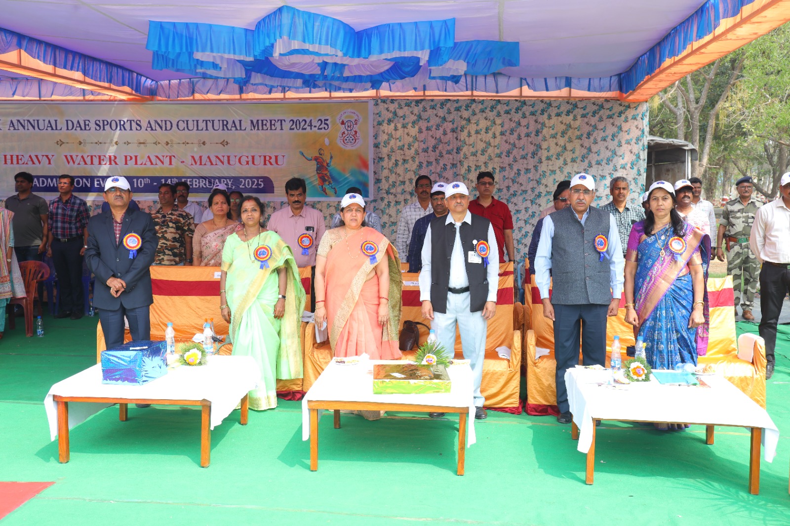 Opening Ceremony of Badminton Event of XXXIX Annual DAE Sports&Cultural Meet held at HWP,Manuguru on 10th February 2025 by Shri D.K. Shukla,Chairman,AERB & Chief Guest in the presence of Shri S. Satyakumar,Chief Executive and Shri Mudit Srivastava,IFA,HWB