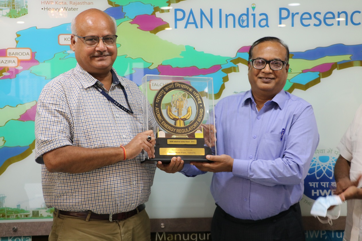 AERB's Industrial Safety Award-2019 in the category of "R&D and Other Low Risk Units' to HWP Tuticorin