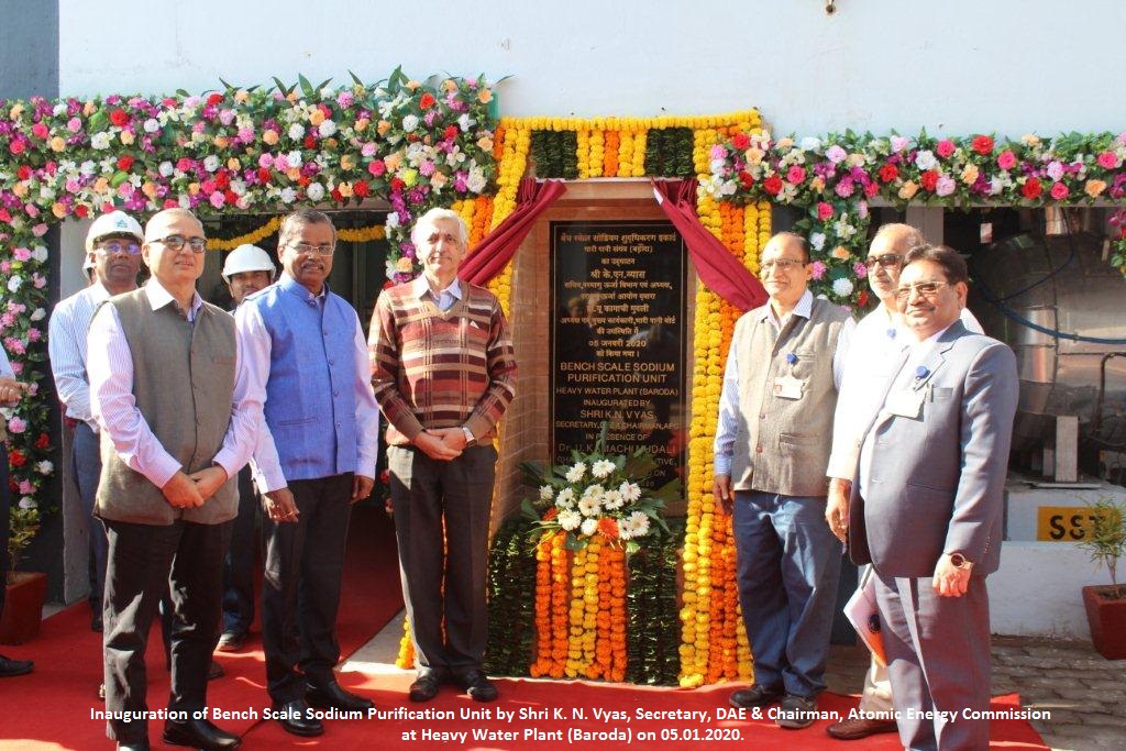 Laying of foundation stone for Nuclear Grade Sodium Metal Plant and inauguration of Sodium Purification Facility by Shri K. N. Vyas, Secretary, DAE & Chairman, Atomic Energy Commission at Heavy Water Plant (Baroda) on 05.01.2020