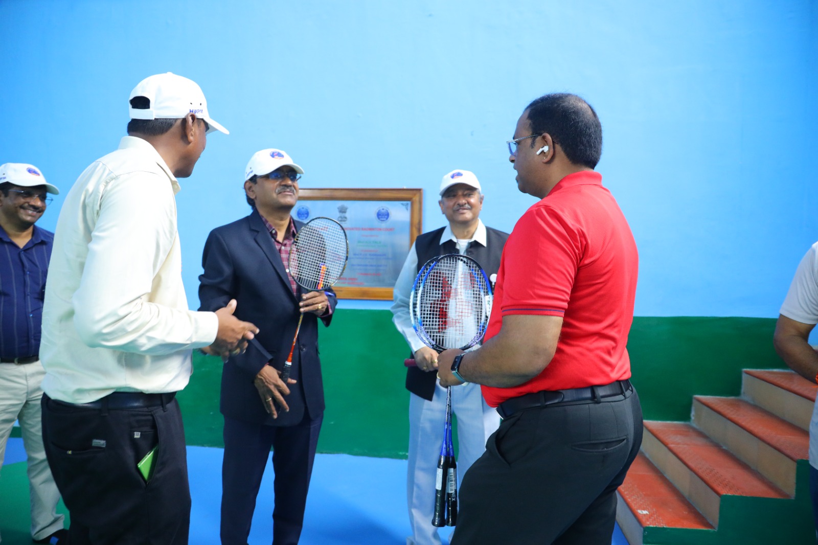Opening Ceremony of Badminton Event of XXXIX Annual DAE Sports&Cultural Meet held at HWP,Manuguru on 10th February 2025 by Shri D.K. Shukla,Chairman,AERB & Chief Guest in the presence of Shri S. Satyakumar,Chief Executive and Shri Mudit Srivastava,IFA,HWB